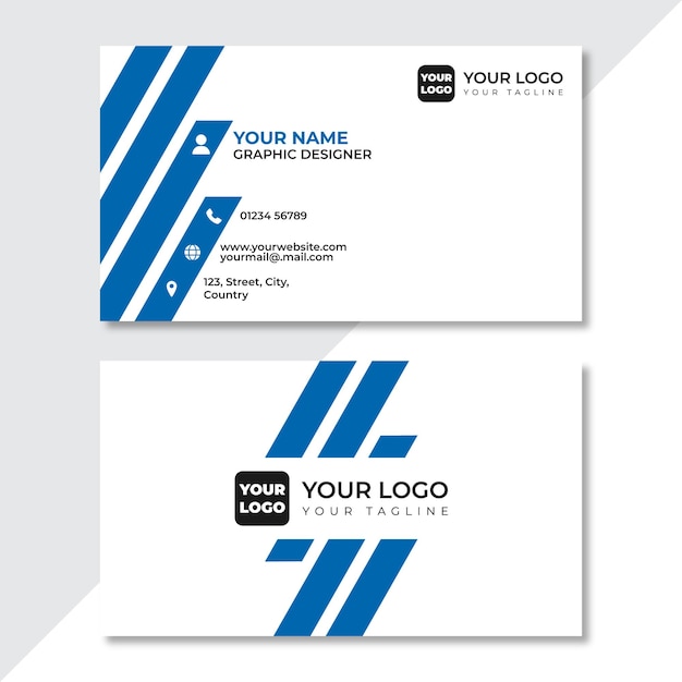 Vector modern abstract blue business card