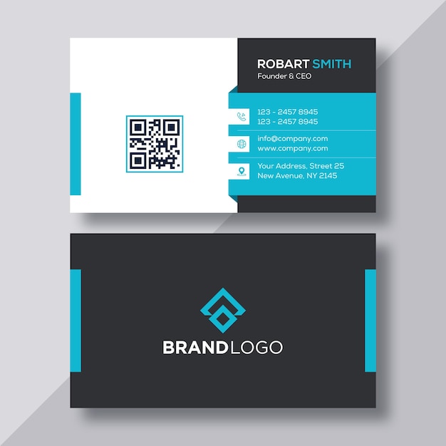 Modern abstract business card with QR code