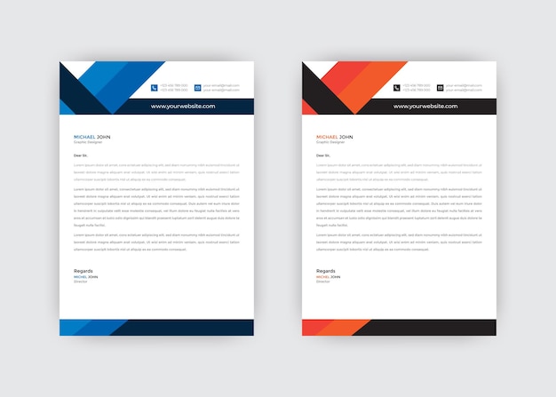 現代の抽象的なビジネスレターヘッドテンプレートプレミアムベクトル