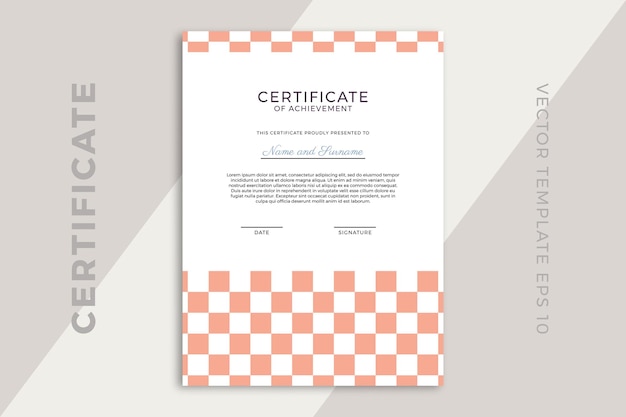 Modern abstract certificate of appreciation vertical template design with geometric pattern