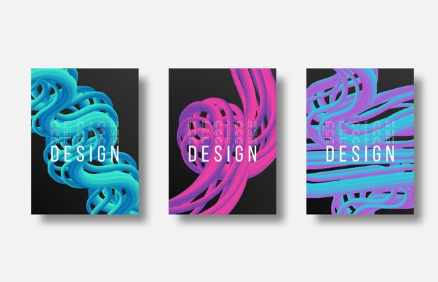 Modern abstract covers set Cool gradient shapes composition Futuristic design Eps10 vector