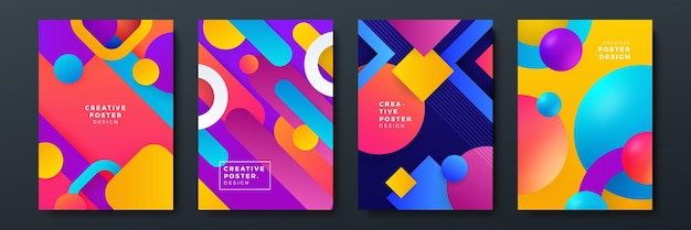 Modern abstract covers set minimal covers design Colorful geometric background vector illustration