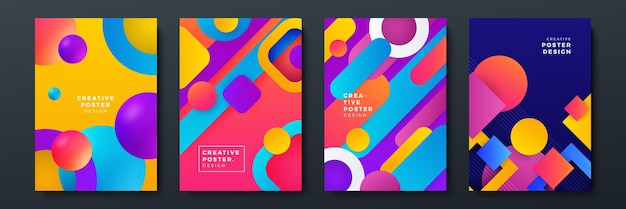 Modern abstract covers set minimal covers design Colorful geometric background vector illustration