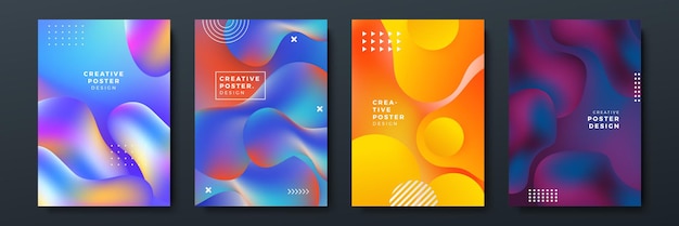 Modern abstract covers set minimal covers design Colorful geometric background vector illustration