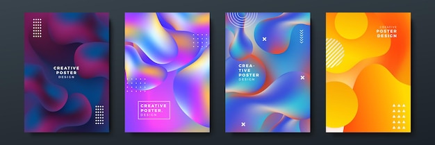 Modern abstract covers set minimal covers design Colorful geometric background vector illustration