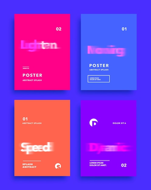 Vector modern abstract covers set. motion blur text composition. futuristic design. vector illustration