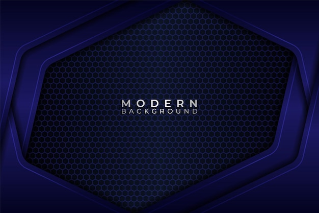 Modern Abstract Dark Background Technology Metallic Overlapped Glossy Blue