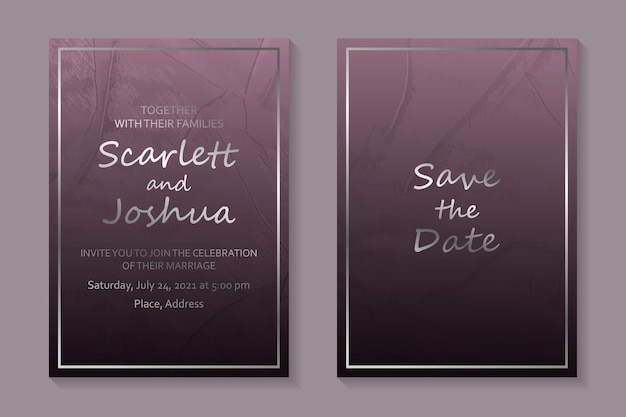 Modern abstract design or card templates with silver text and frames on a pink background