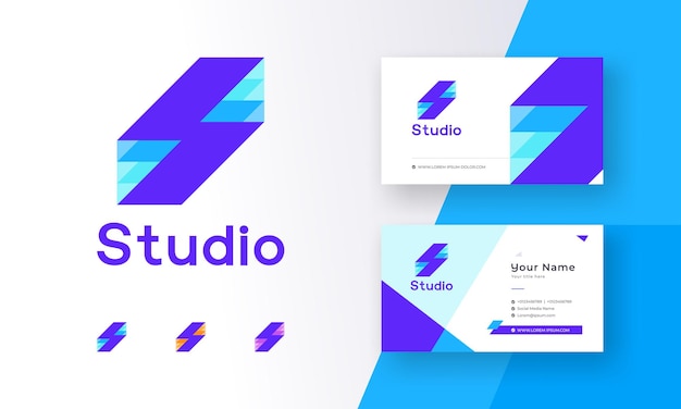 Modern Abstract Electric Power Initial S Logo with Corporate Business Visiting Card Vector