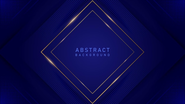 Vector modern abstract elegant blue background with gold frame luxury elegant theme design vector