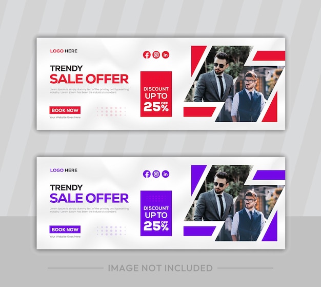 modern abstract fashion sale facebook cover banner and social media post template