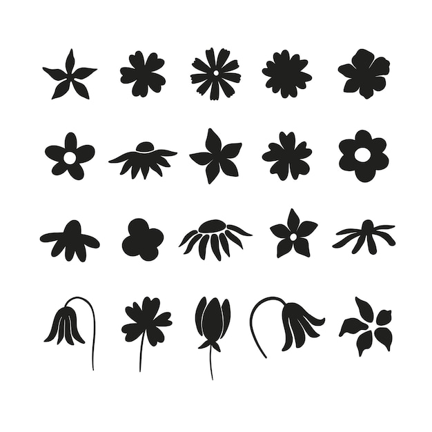 Vector modern abstract floral shapes isolated on white vector flower doodles vector botanical modern art