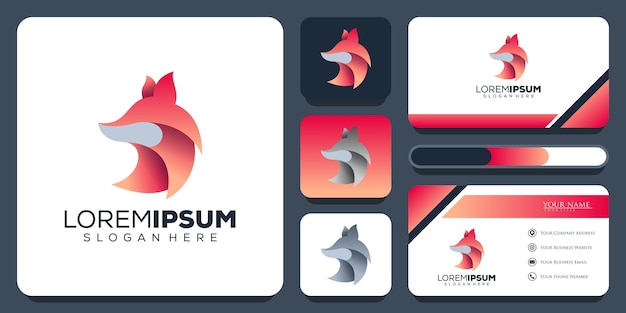 modern abstract fox logo design