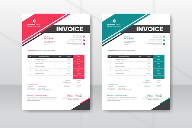 Vector modern abstract geometric business invoice template for payment book design