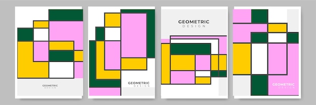 Modern abstract geometric poster cover minimal retro boho bauhaus composition shapes design colorful geometric background vector illustration