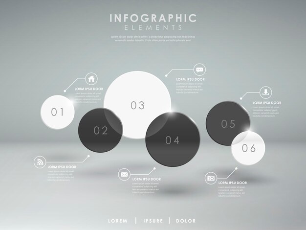 Modern abstract glossy translucent circle infographic elements