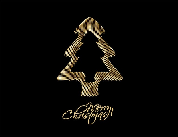 Modern abstract golden christmas tree background, vector illustration.