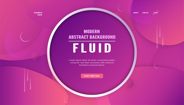 Modern abstract gradient landing page in liquid and fluid style.