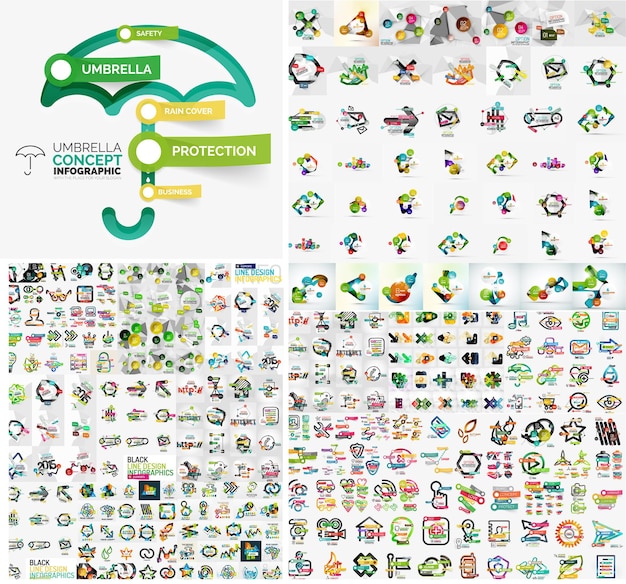 Insieme astratto moderno della bandiera di infographic