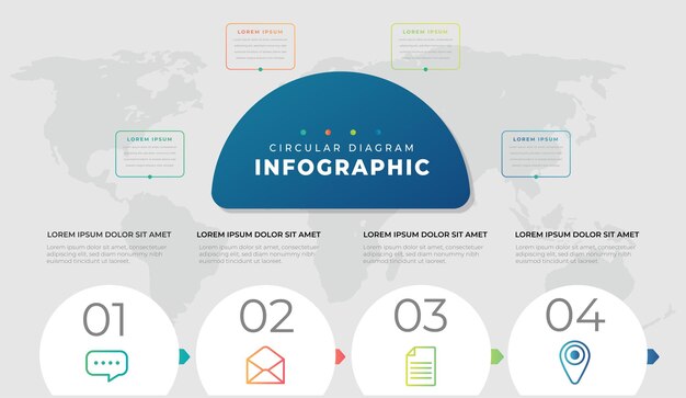 Современная абстрактная инфографика с четырьмя этапами или элементами процессов иллюстрация бизнес-концепции