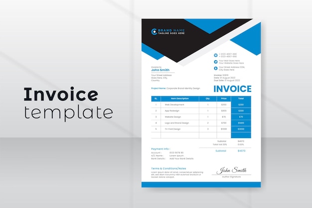 Modern abstract invoice template design