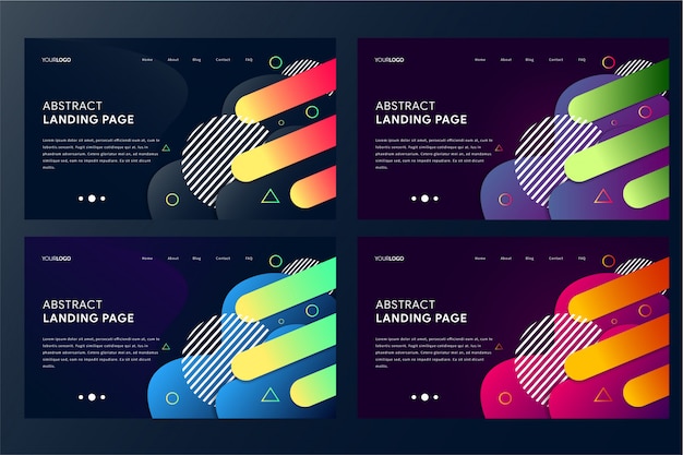 Vector modern abstract landing page template with geometric gradient shapes