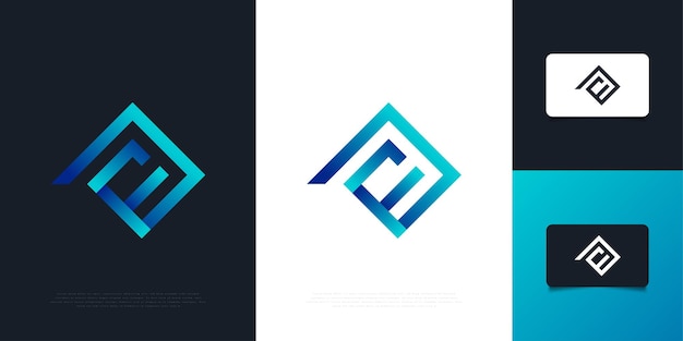 Modern and Abstract Letter F Logo Design in Blue Gradient. Graphic Alphabet Symbol for Corporate Business Identity
