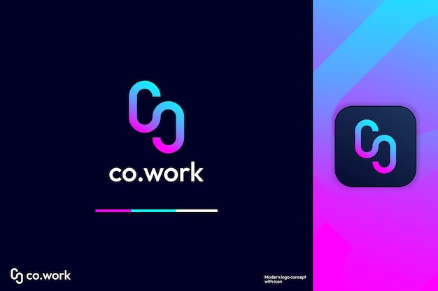 アイコンとモダンな抽象的な文字の形CとOのロゴのデザインテンプレート