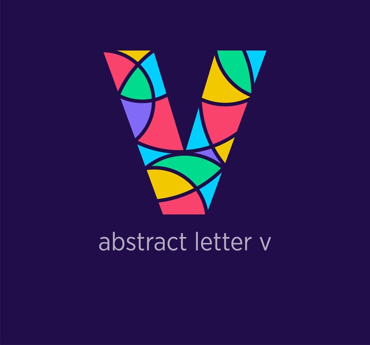 Vector 현대 추상 문자 v 로고 아이콘 독특한 모자이크 디자인 색상 전환 다채로운 문자 v