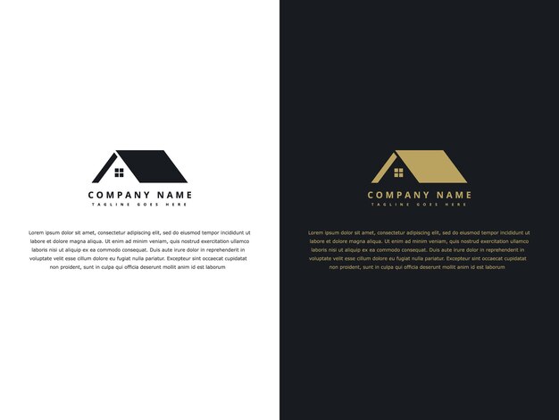 Modern abstract minimalist real estate roofing logo