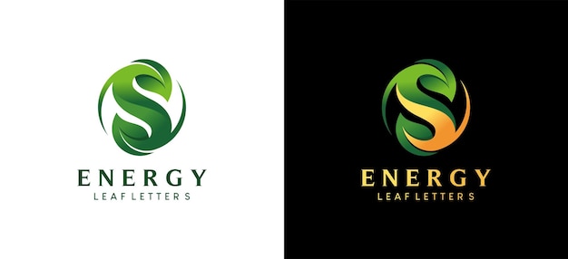 Modern abstract natural green leaf s letter logo design with creative concept