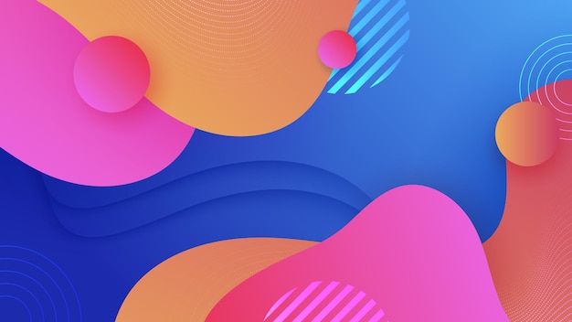 Modern abstract neon gradient blue colorful waves for design background Blue background with orange yellow pink red gradient geometric shapes Vector illustration