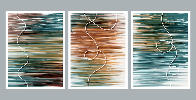 Modern abstract painting Scribble effect Set of fluid geometric shapes Abstract hand drawn watercolor effect shapes Home decor design Modern art print