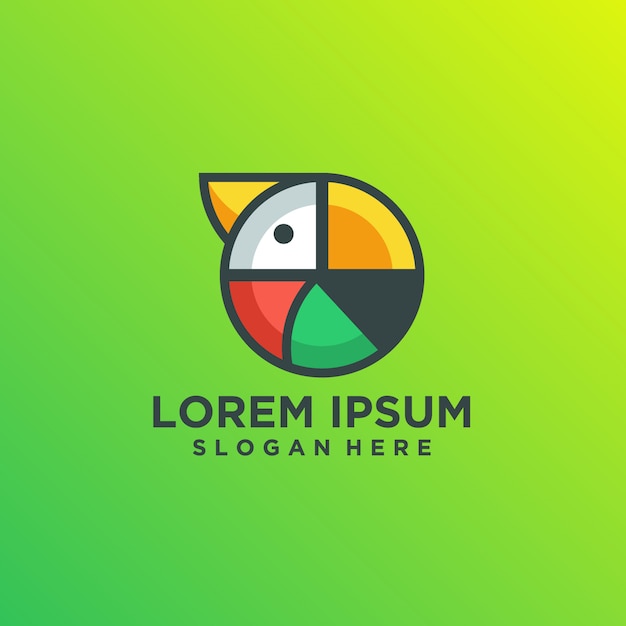 Modern abstract parrot multicolored logo template