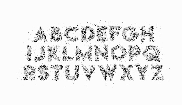 Set di caratteri di particelle astratte moderne di progettazione di testo di alfabeto.