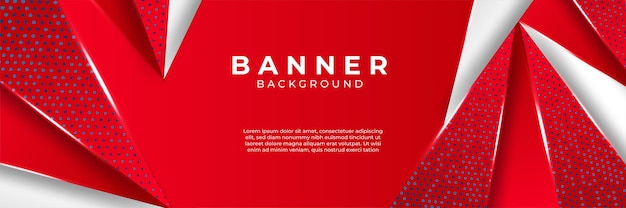 Vector modern abstract red banner with diagonal lines, wave, circle, and geometric shapes