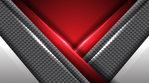 デザインの未来的なフレームの幾何学的なデジタル技術の概念にモダンな抽象的な赤いメタリック