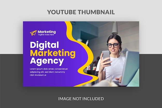 Modern abstract shape colorful digital marketing youtube thumbnail design