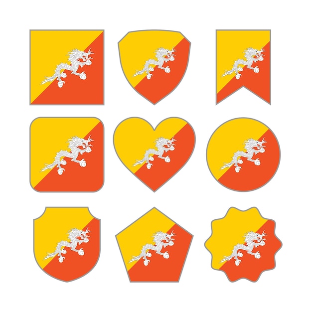ブータン国旗の現代的な抽象的な形状のベクトルデザインテンプレート