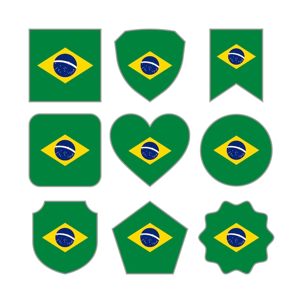 Modern abstract shapes of brazil flag vector design template