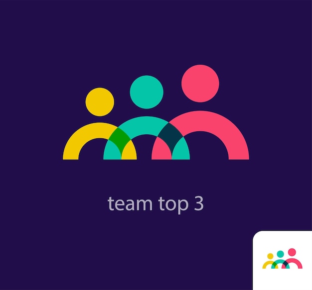 Modern abstract team top 3 logo icoon Uniek design kleurovergangen Wedstrijdwinnaar menselijk logo