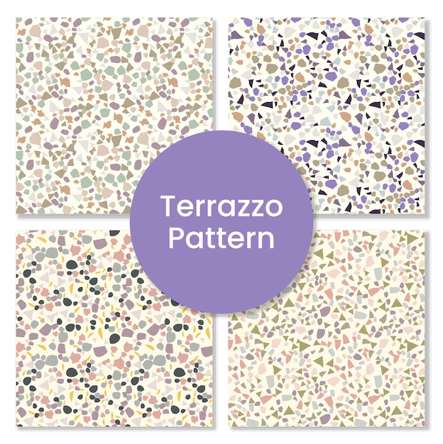 Vettore modello di terrazzo moderno astratto impostato con forme di granito.