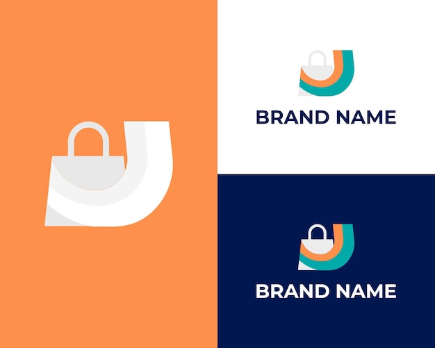 Modern Abstract U Letter Shopping bag logo template