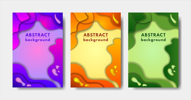 Vector modern abstract vector backgrounds with colorful 3d paper cutouts set of templates for design