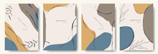 Modern abstract vector backgroundsminimal trendy style various shapes set up design templates