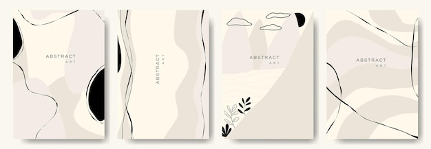 Modern abstract vector backgroundsminimal trendy style various shapes set up design templates