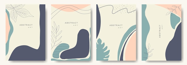 Modern abstract vector backgroundsminimal trendy style various shapes set up design templates