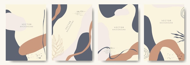 Modern abstract vector backgroundsminimal trendy style various shapes set up design templates