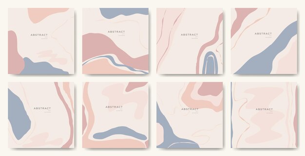 Modern abstract vector backgroundsminimal trendy style various shapes set up design templates