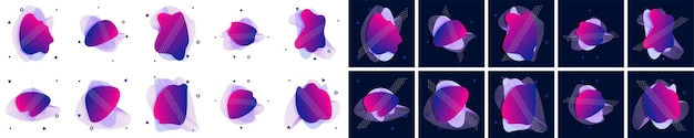 Set di banner vettoriali astratti moderni liquido geometrico piatto colore viola sfondo modello vettoriale moderno modello per la progettazione di un volantino o di una presentazione con logo